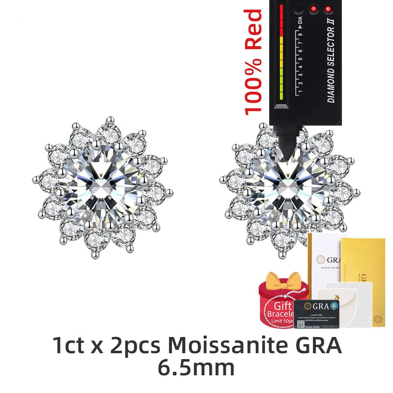 Boucles d’Oreilles Soleil 1CT Moissanite en Argent 925