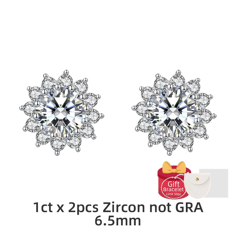 Boucles d’Oreilles Soleil 1CT Moissanite en Argent 925