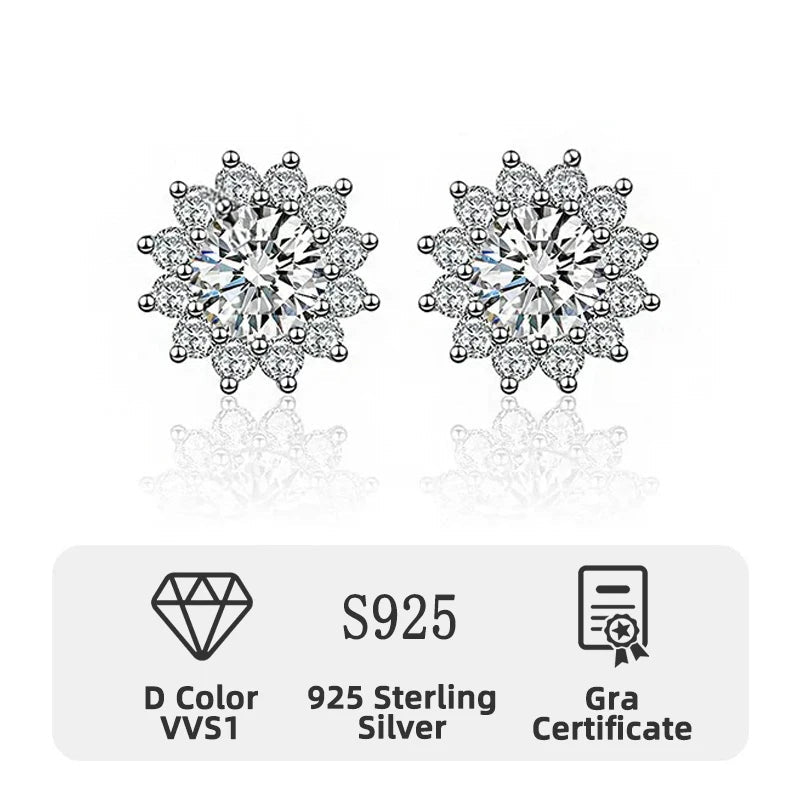 Boucles d’Oreilles Soleil 1CT Moissanite en Argent 925