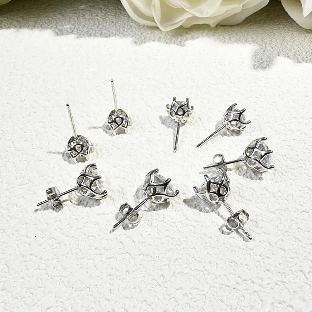 Boucles d’Oreilles Moissanite Coupe Russe 1/2/4CT Couleur D VVS en Argent 925