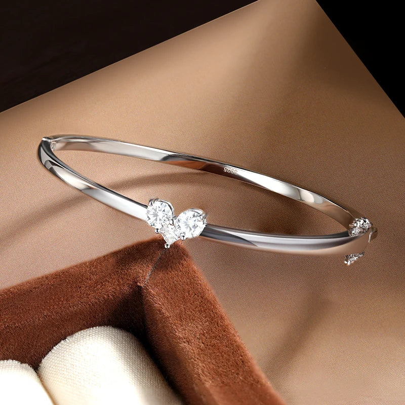 Bracelet Élégant Femme Moissanite, Argent 925, Certifié GRA