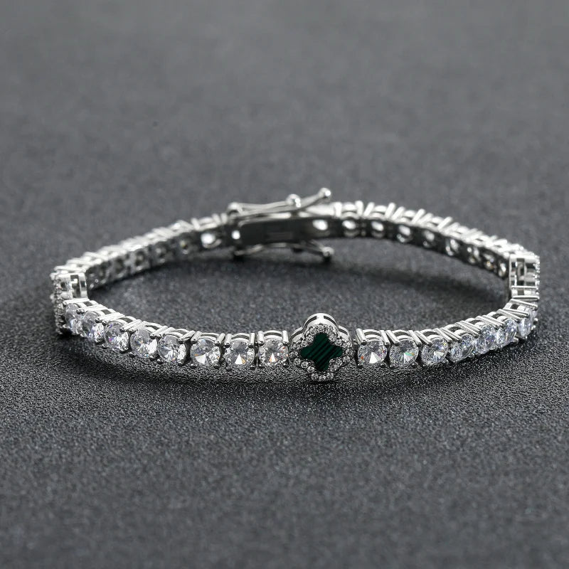 Bracelet Tennis Trèfle à Quatre Feuilles Style Européen