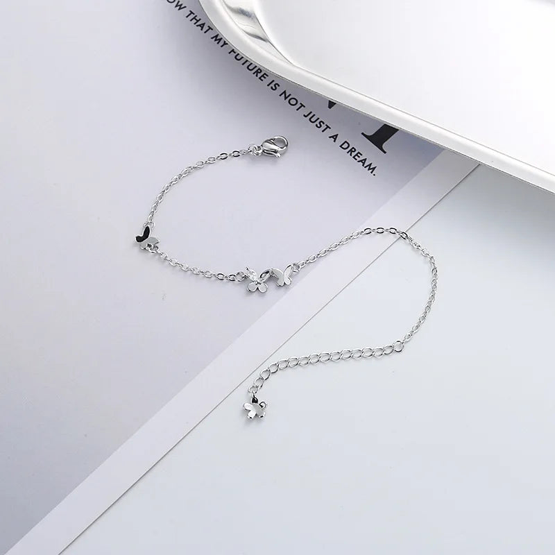 Bracelet Papillon Fleur pour Femme Argent S925 Réglable