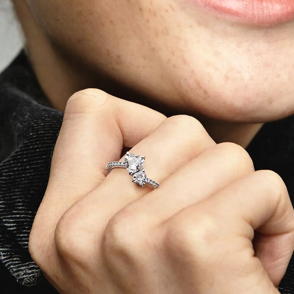 Bague Couronne Vintage Moissanite en Argent 925, 6 Griffes