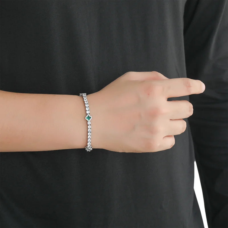 Bracelet Tennis Trèfle à Quatre Feuilles Style Européen