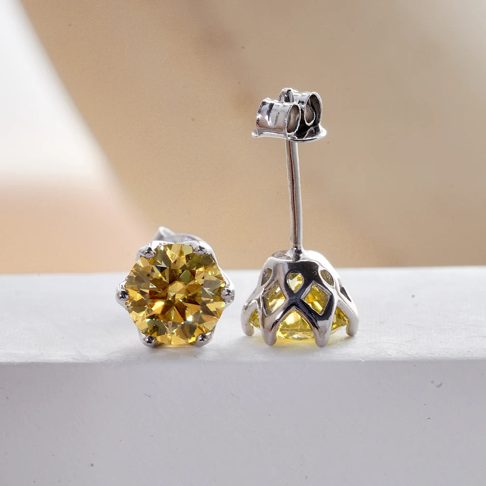 Boucles d’Oreilles Moissanite Coupe Russe 1/2/4CT Couleur D VVS en Argent 925