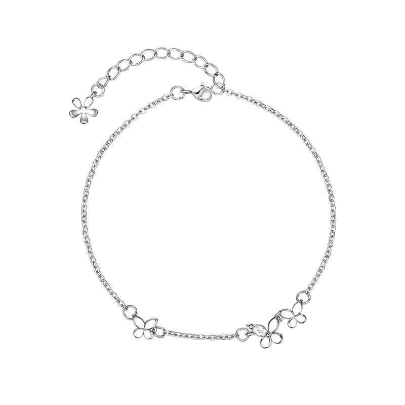Bracelet Papillon Fleur pour Femme Argent S925 Réglable