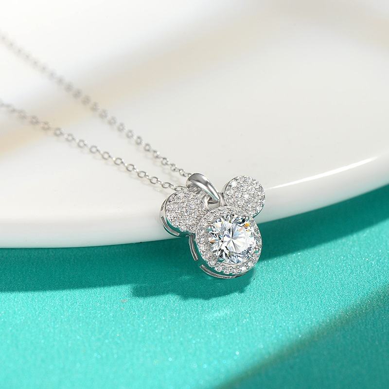 Collier Mickey Plein Moissanite en Argent 925