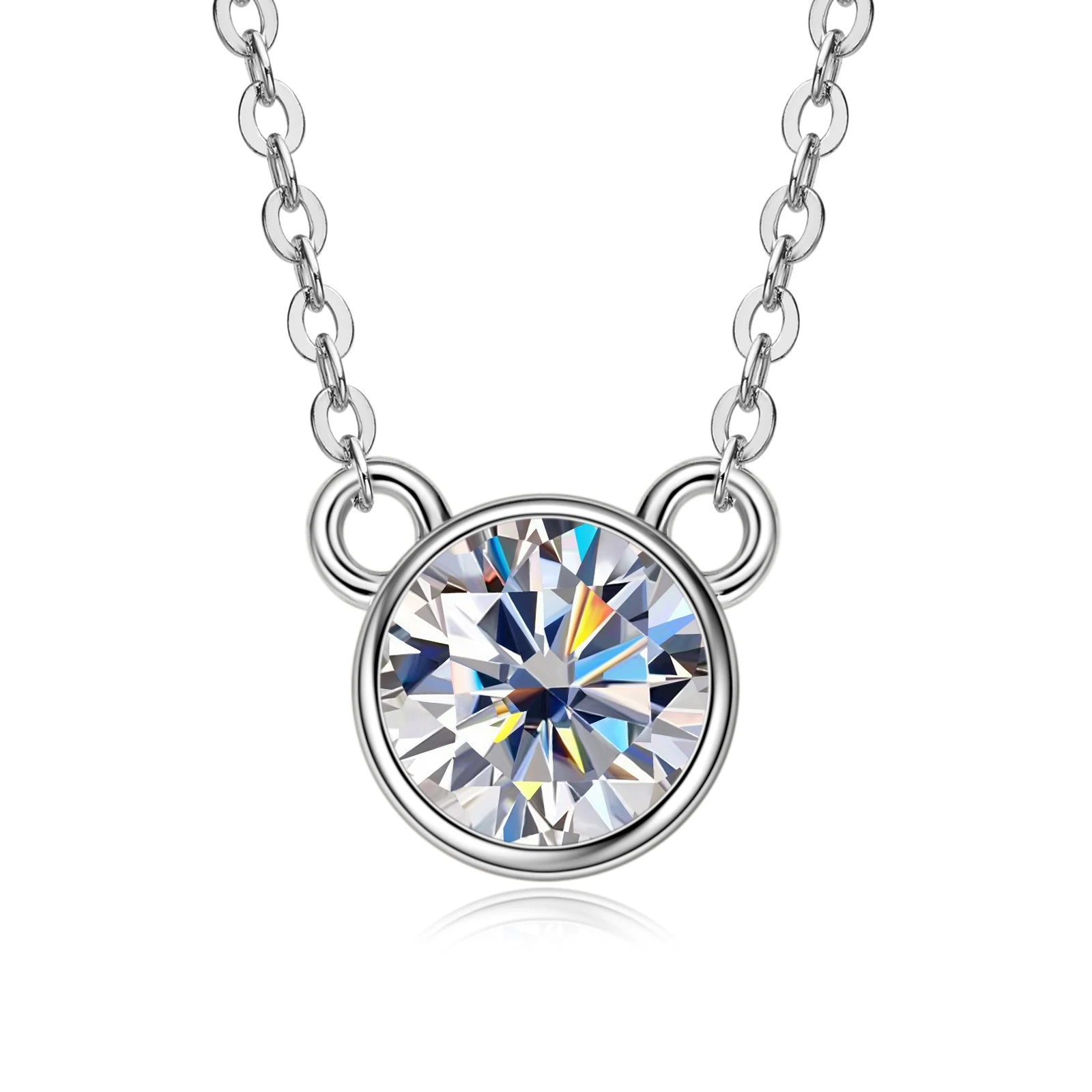 ACP-075 Collier en argent S925 plaqué or 18K avec moissanite incrustée 1.0CT