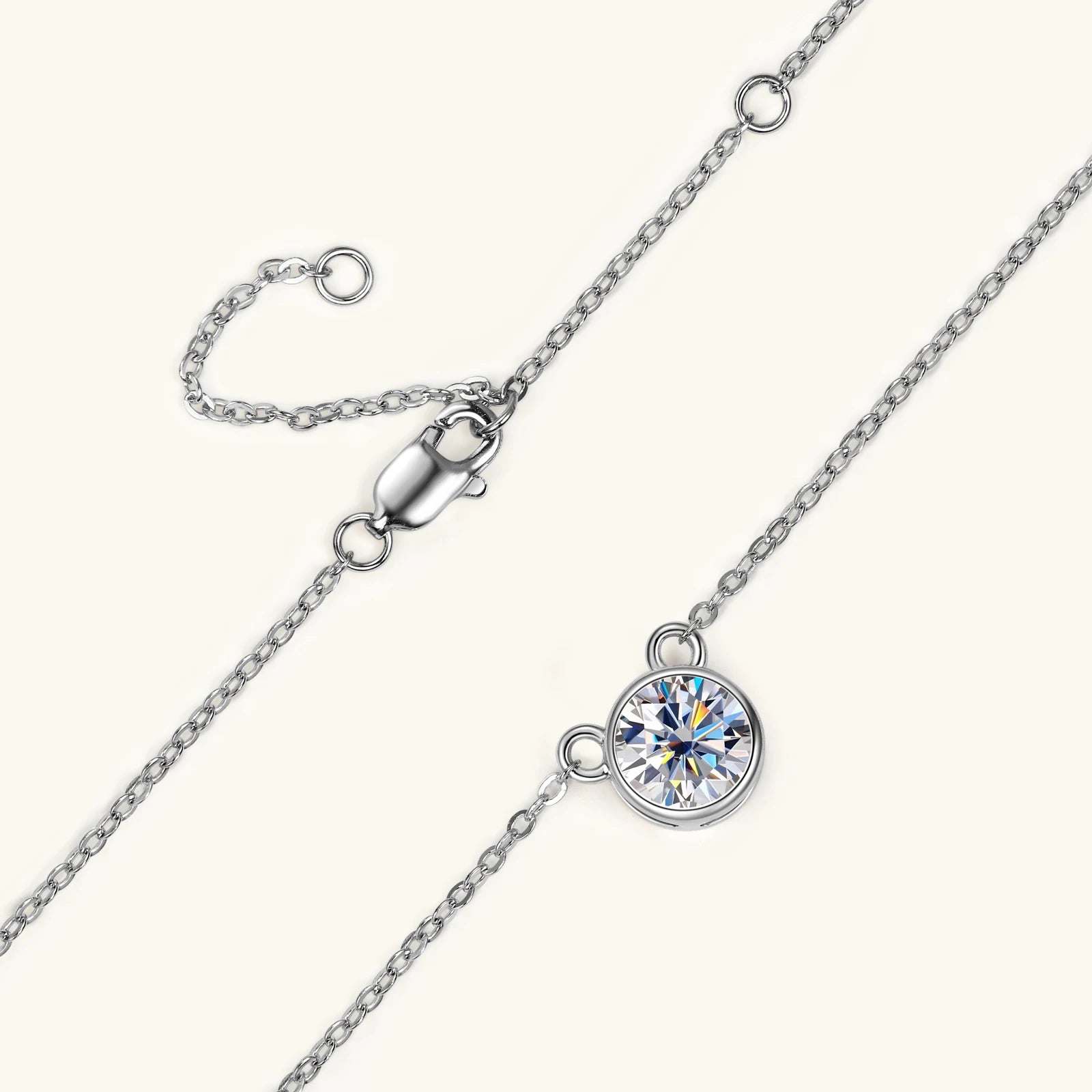 ACP-075 Collier en argent S925 plaqué or 18K avec moissanite incrustée 1.0CT