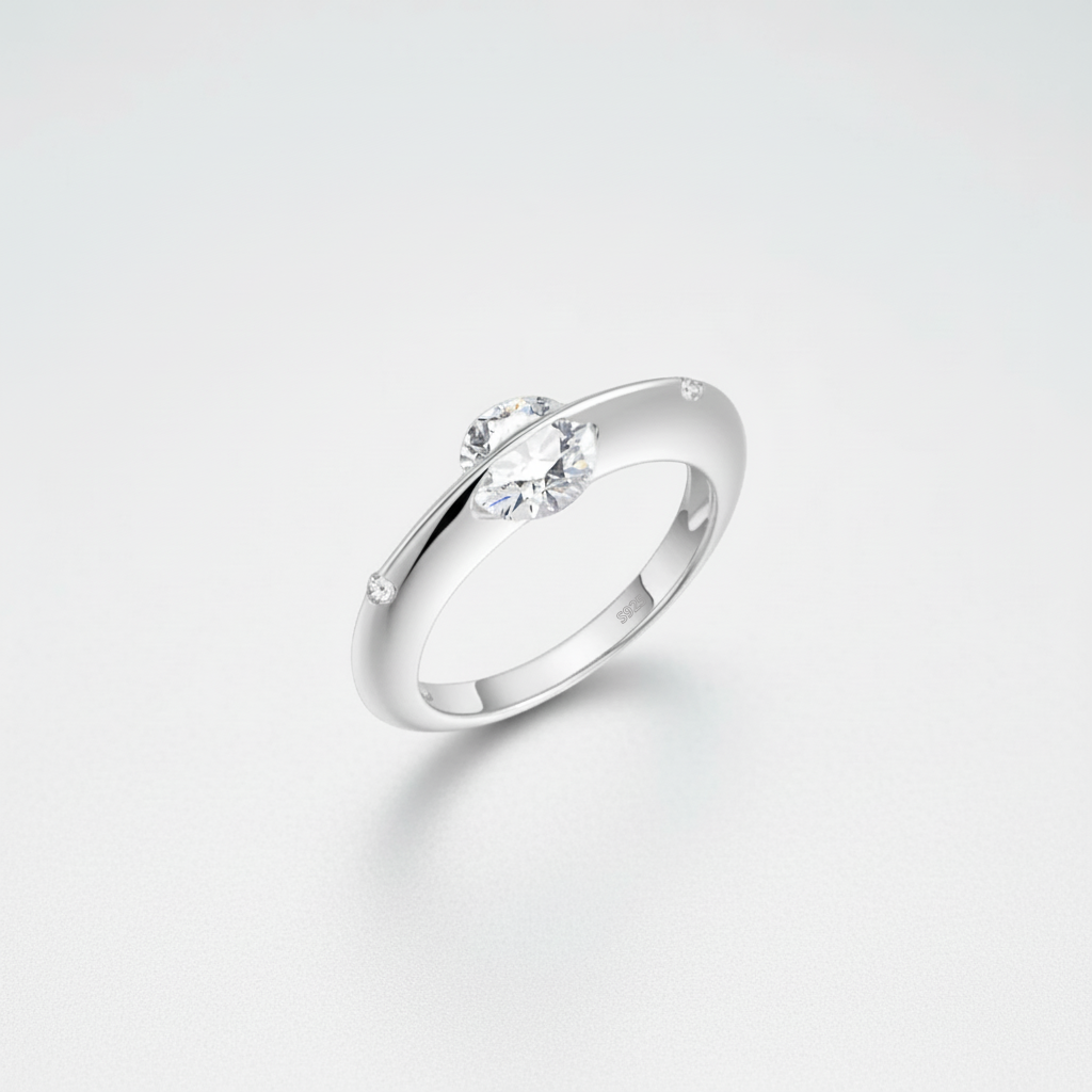 L’éclat d’une étoile au bout des doigts - Bague Étoile filante en Argent 925 & Moissanite