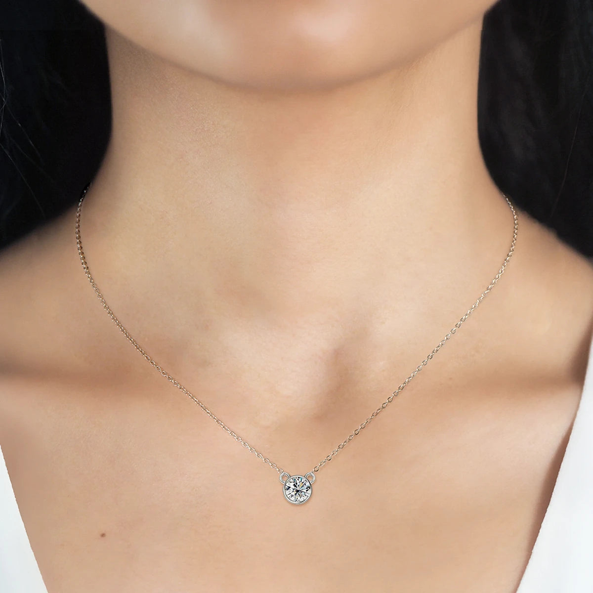 ACP-075 Collier en argent S925 plaqué or 18K avec moissanite incrustée 1.0CT