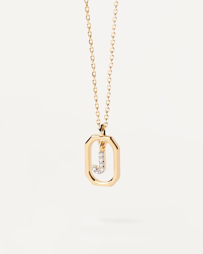 Collier Pendentif Lettre A–Z Plaqué Or 18K en Argent 925
