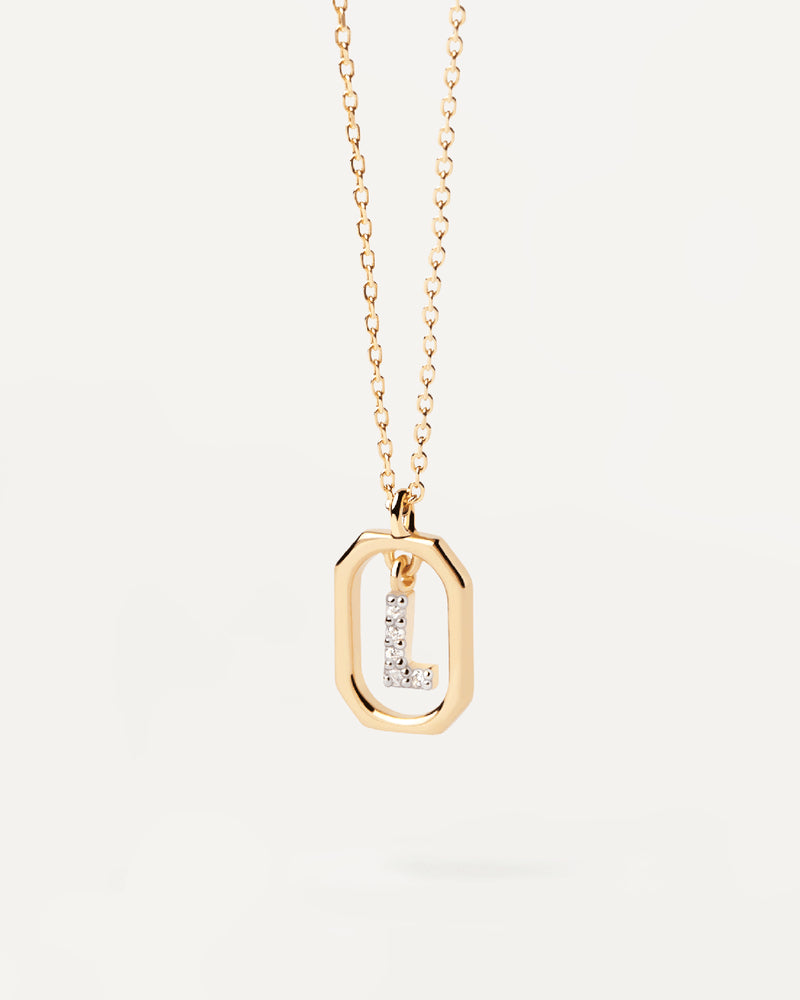 Collier Pendentif Lettre A–Z Plaqué Or 18K en Argent 925