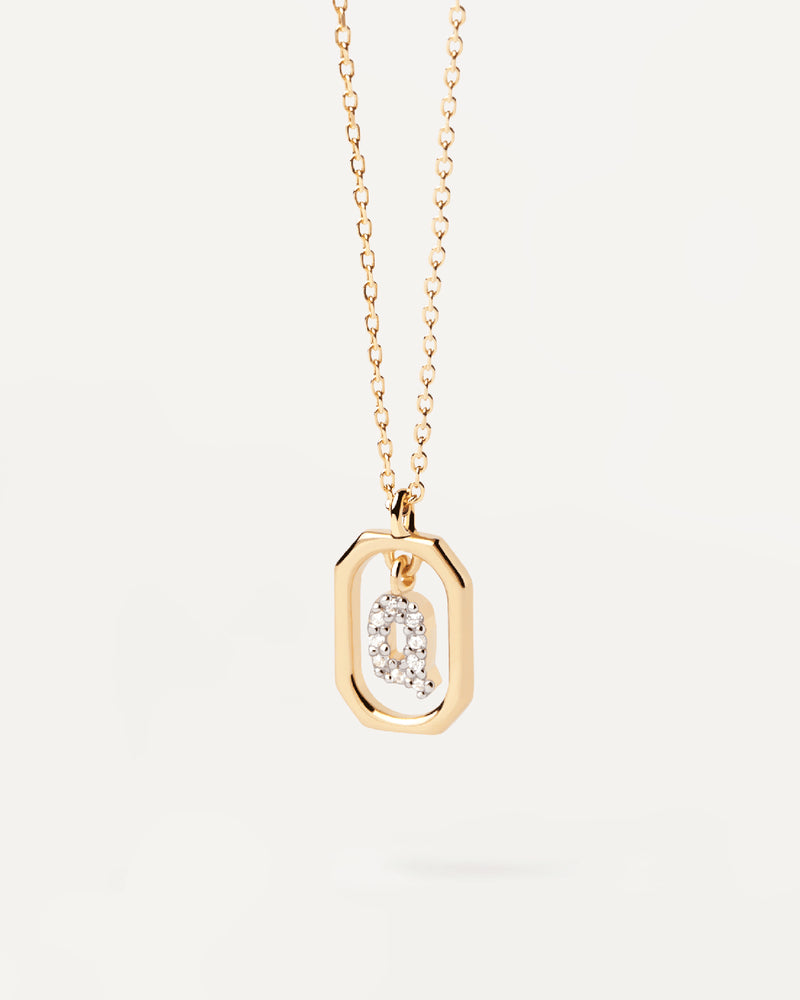 Collier Pendentif Lettre A–Z Plaqué Or 18K en Argent 925