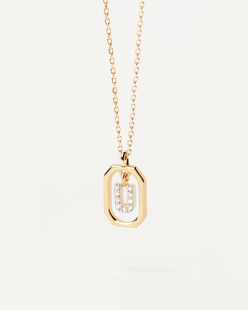 Collier Pendentif Lettre A–Z Plaqué Or 18K en Argent 925