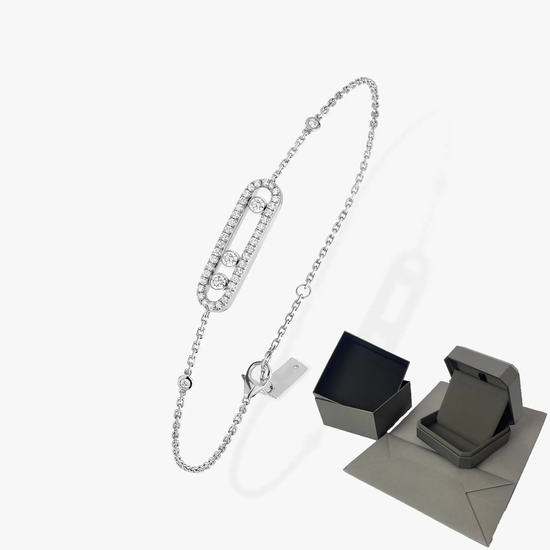 Moissanit-Armband mit drei beweglichen Steinen für Damen