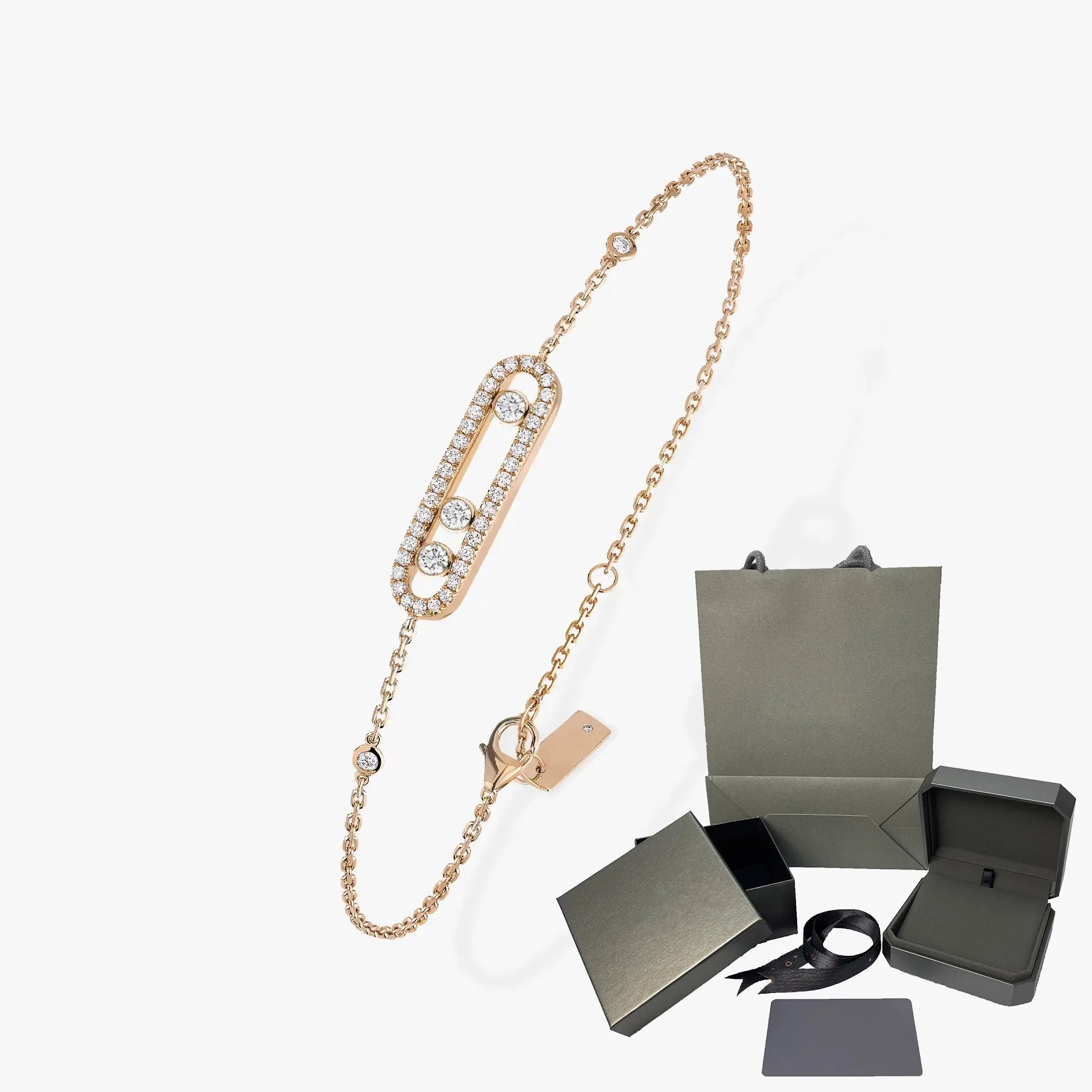 Moissanit-Armband mit drei beweglichen Steinen für Damen