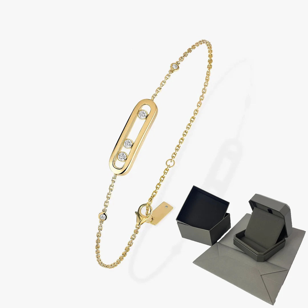 Moissanit-Armband mit drei beweglichen Steinen für Damen