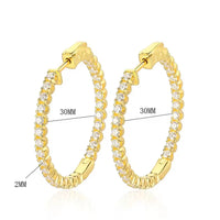 Moissanit-Creolen 2 mm D VVS1 für Damen in S925-Silber mit 18-karätigem Weißgold vergoldet