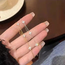 Bracelet Fleur à Quatre Feuilles en Zircon pour Femme Acier Inoxydable Doré