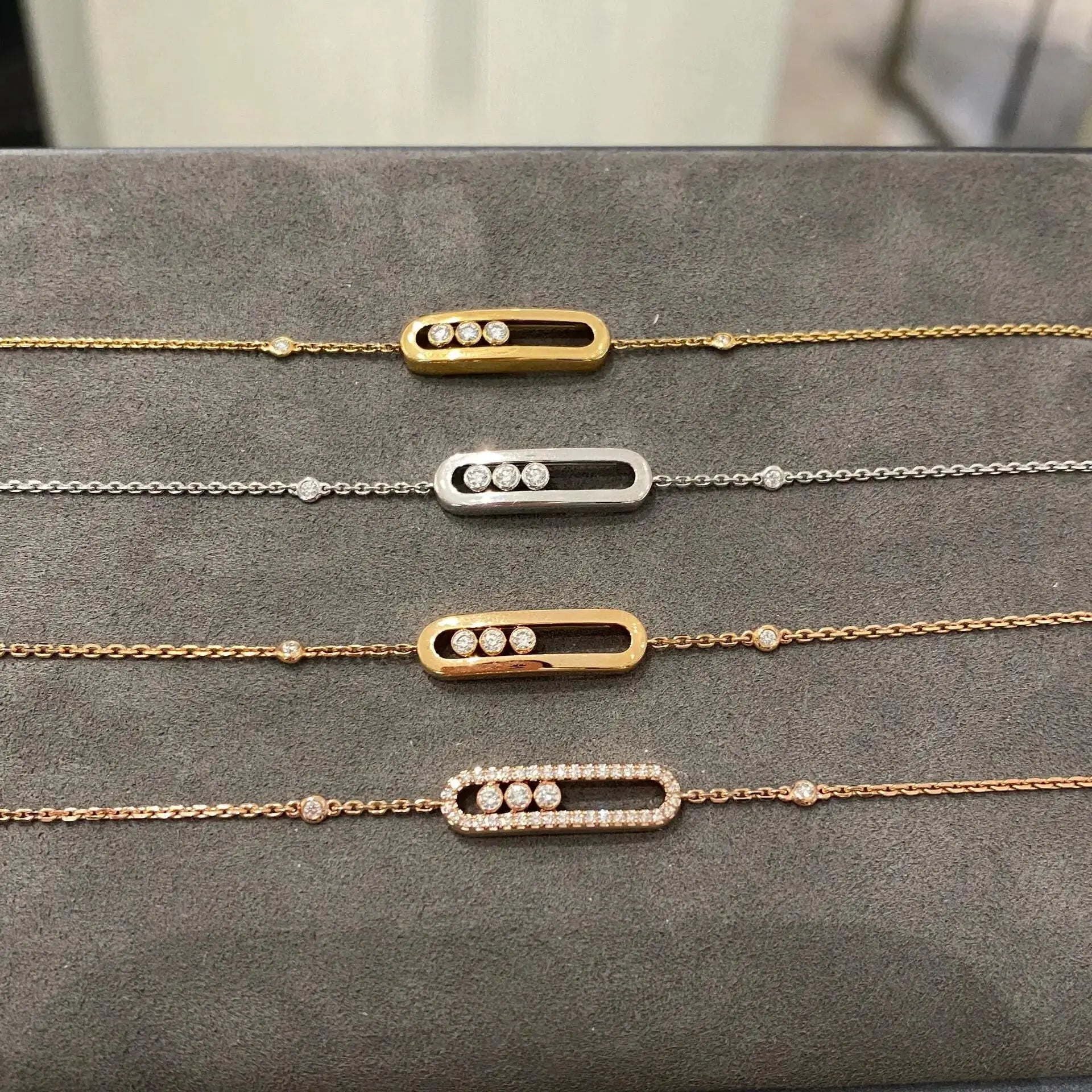 Moissanit-Armband mit drei beweglichen Steinen für Damen