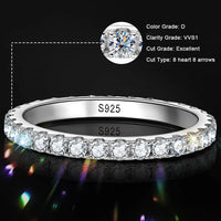 Fede nuziale Eternity in Moissanite da 2 mm per donna