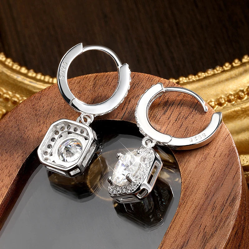 D-Farbe-Moissanit-Ohrringe aus 925er Silber mit Weißgold vergoldet