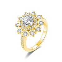 Anello di lusso con girasole in Moissanite per donna