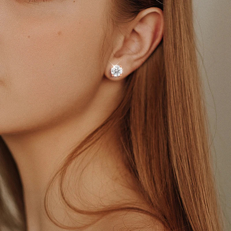 0,2–3 Karat Roségold-Moissanit-Ohrringe für Damen aus 925er reinem Silber