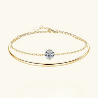 Moissanit-Manschettenarmband für Damen, verstellbar, 6,5 S925 Silber