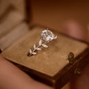 Bague de Fiançailles Feuille 1CT Moissanite en Argent 925