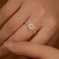 Bague de Fiançailles Feuille 1CT Moissanite en Argent 925