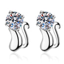 Boucles d’Oreilles Chat en Argent 925 avec Moissanite