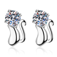 Boucles d’Oreilles Chat en Argent 925 avec Moissanite