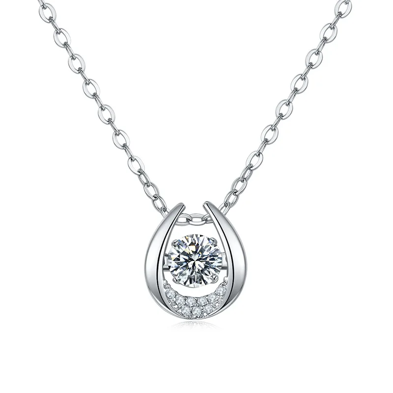 Collana in argento S925 placcato oro 18 carati con moissanite intarsiata da 1,0 ct