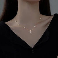 Bracelet Fleur à Quatre Feuilles en Zircon pour Femme Acier Inoxydable Doré