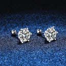Boucles d’Oreilles Moissanite Couleur D à Vis en Argent 925