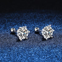 Boucles d’Oreilles Moissanite Couleur D à Vis en Argent 925