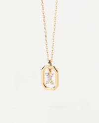 Collier Pendentif Lettre A–Z Plaqué Or 18K en Argent 925